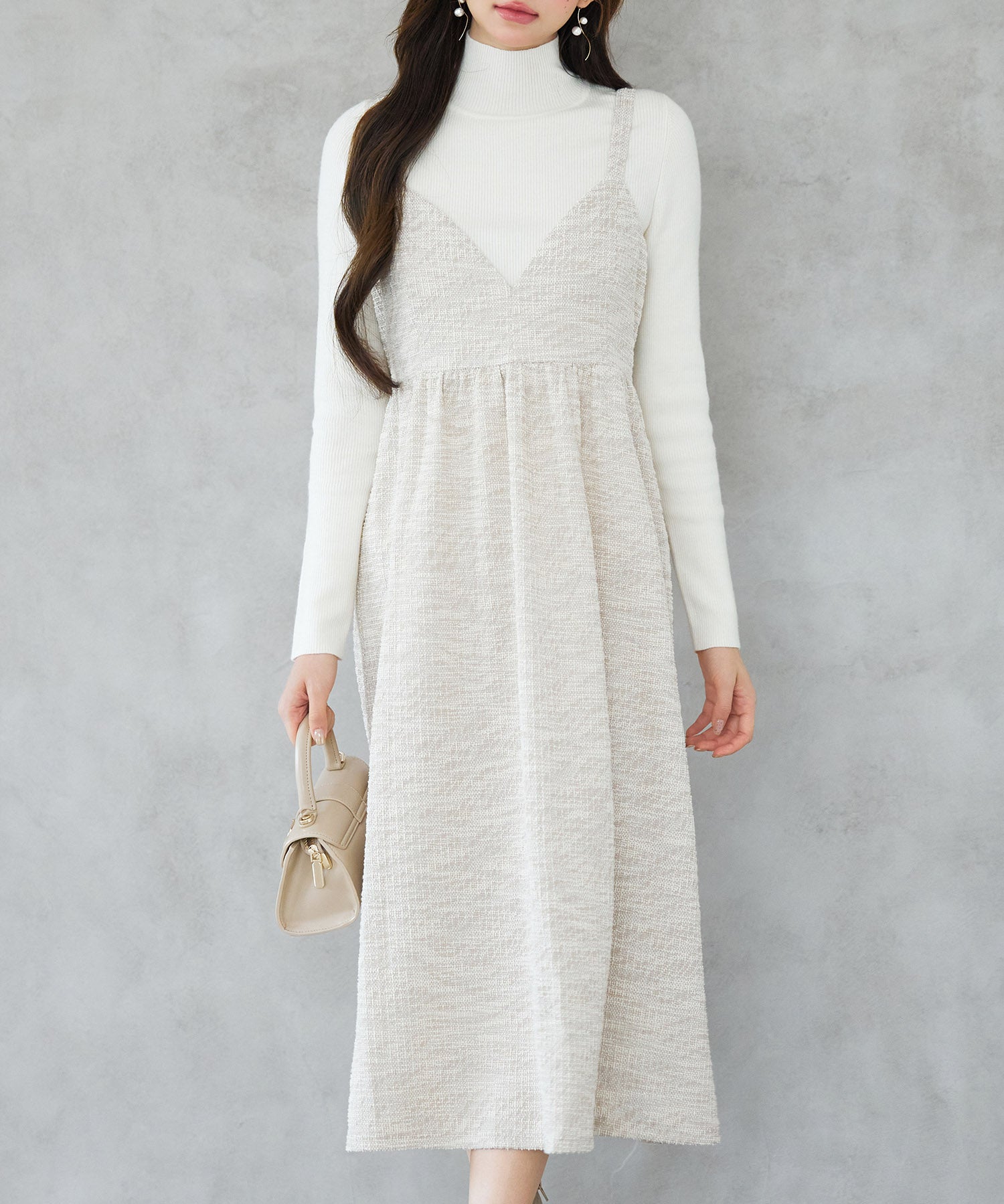 デジタル柄スイッチングキャミワンピースsdp0345 ベージュ