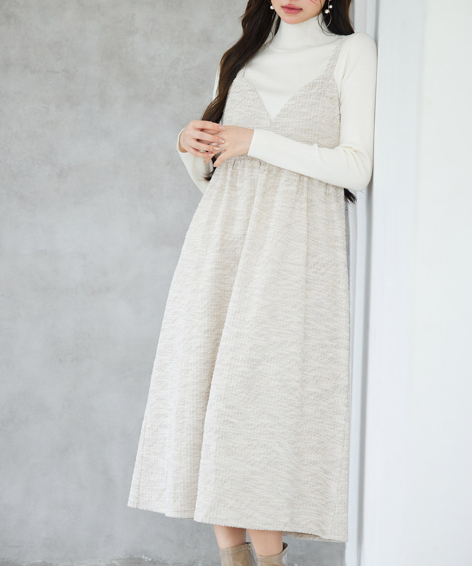 デジタル柄スイッチングキャミワンピースsdp0345 ベージュ