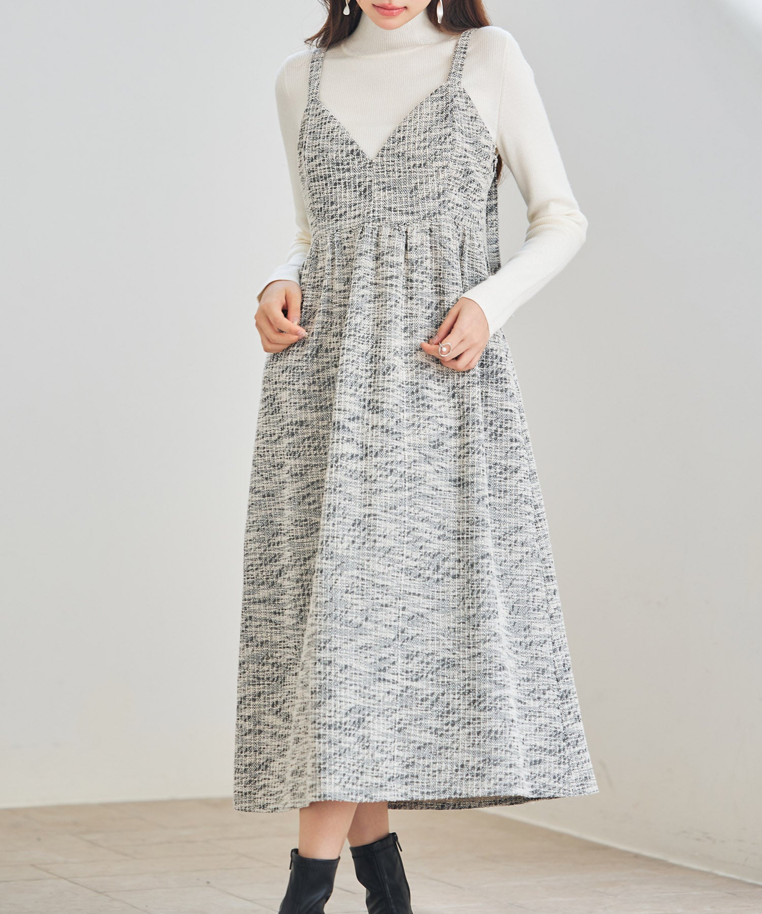 デジタル柄スイッチングキャミワンピースsdp0345 ブラック