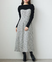 配色切り替えリブロングワンピースsdp0346 ブラック