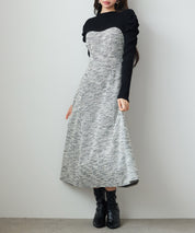 配色切り替えリブロングワンピースsdp0346 ブラック