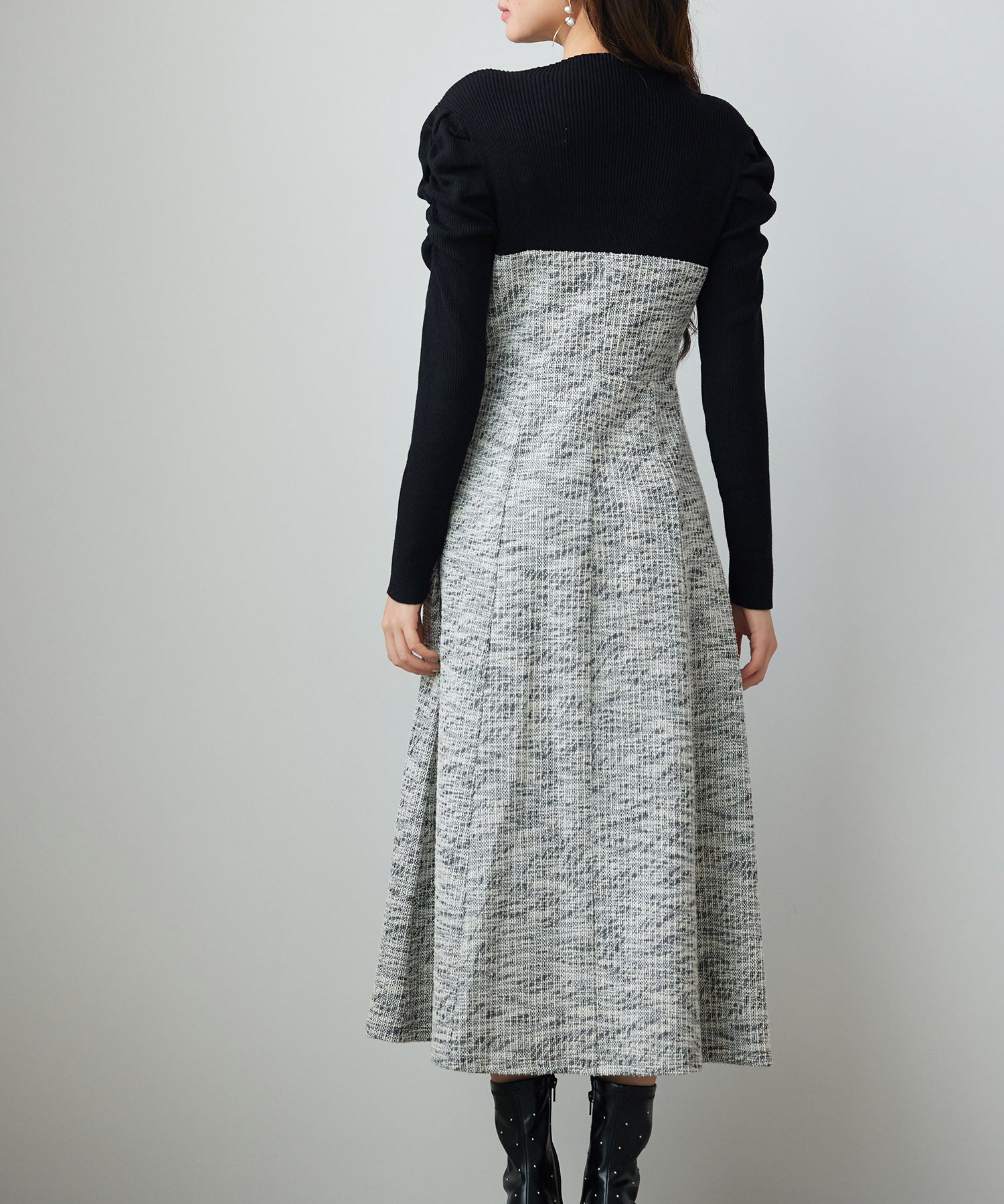 配色切り替えリブロングワンピースsdp0346 ブラック