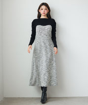 配色切り替えリブロングワンピースsdp0346 ブラック