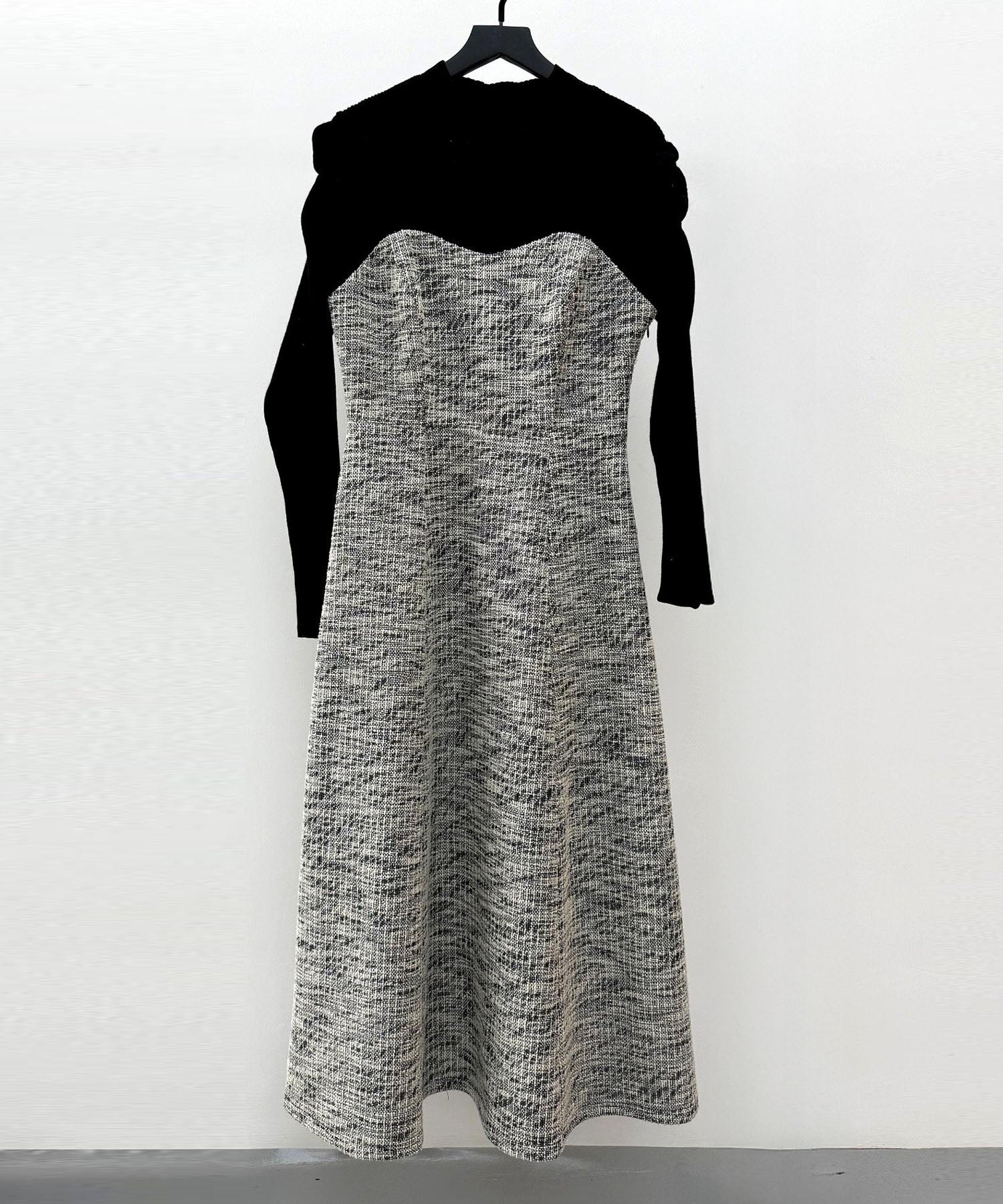 配色切り替えリブロングワンピースsdp0346 ブラック