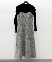 配色切り替えリブロングワンピースsdp0346 ブラック