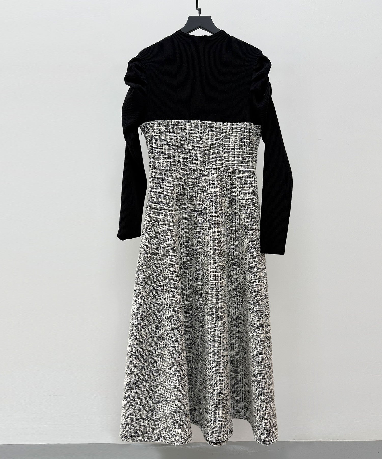 配色切り替えリブロングワンピースsdp0346 ブラック