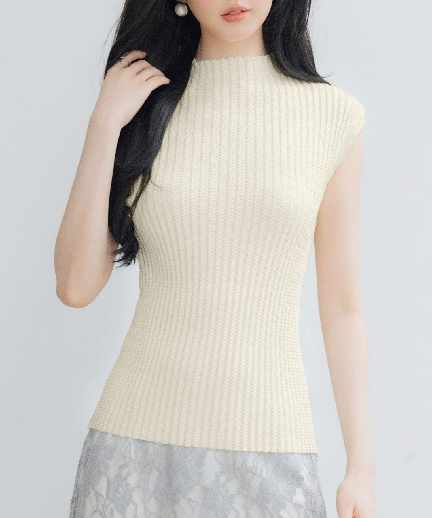 プチハイネックフレンチスリーブニットsdp8004-103-38