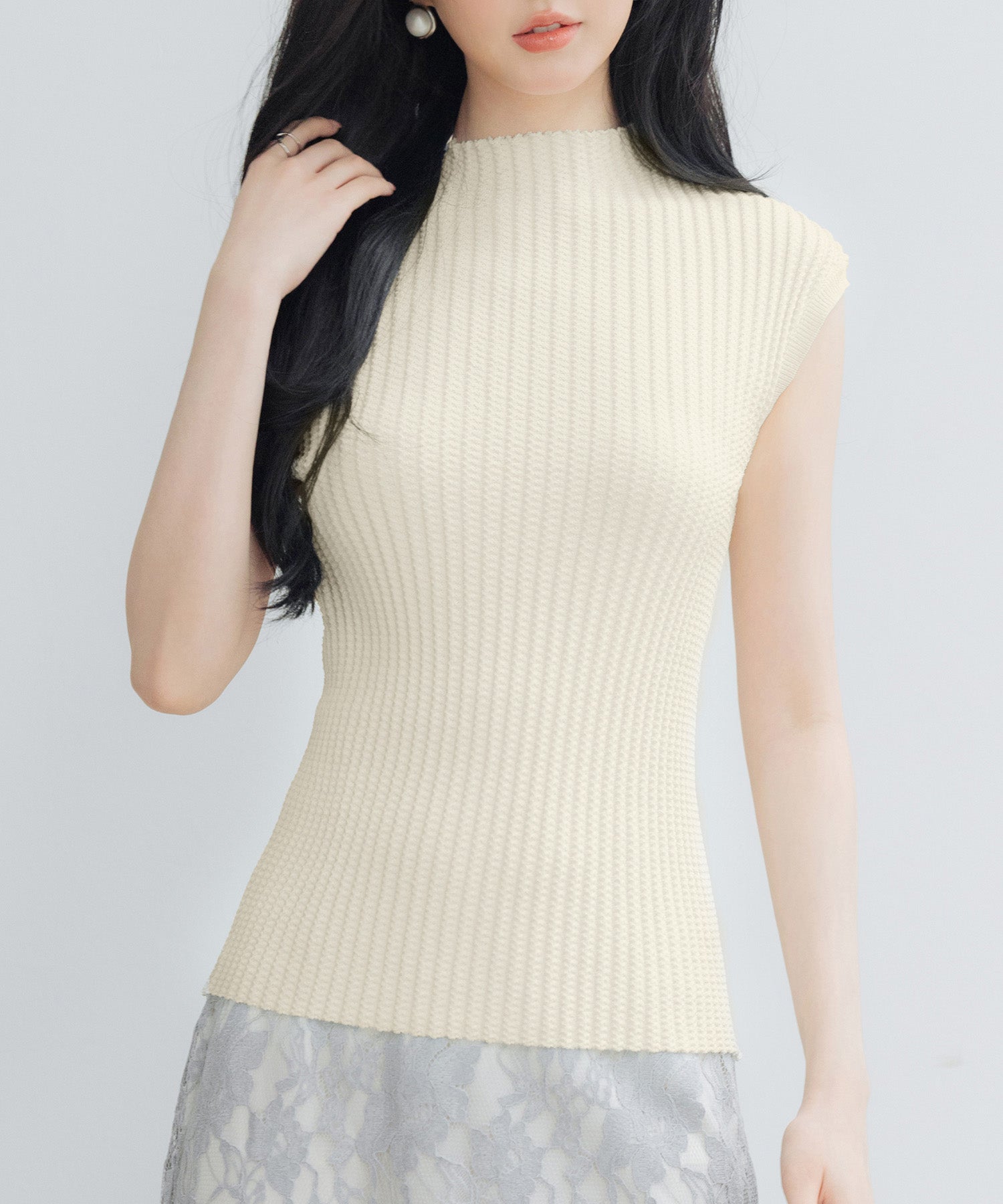 プチハイネックフレンチスリーブニットsdp8004-103-38