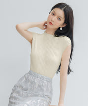 プチハイネックフレンチスリーブニットsdp8004 アイボリー