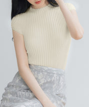 プチハイネックフレンチスリーブニットsdp8004 アイボリー