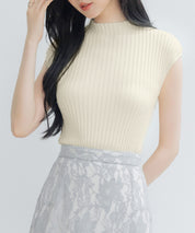 プチハイネックフレンチスリーブニットsdp8004 アイボリー