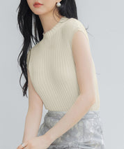 プチハイネックフレンチスリーブニットsdp8004 アイボリー