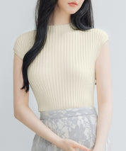 プチハイネックフレンチスリーブニットsdp8004 アイボリー