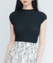 プチハイネックフレンチスリーブニットsdp8004 ブラック