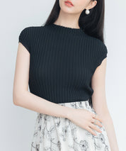 プチハイネックフレンチスリーブニットsdp8004 ブラック