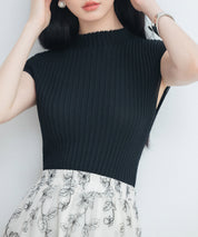 プチハイネックフレンチスリーブニットsdp8004 ブラック