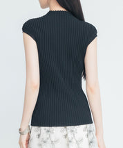 プチハイネックフレンチスリーブニットsdp8004 ブラック