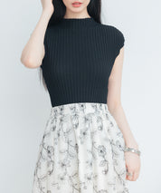 プチハイネックフレンチスリーブニットsdp8004 ブラック