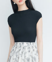 プチハイネックフレンチスリーブニットsdp8004 ブラック