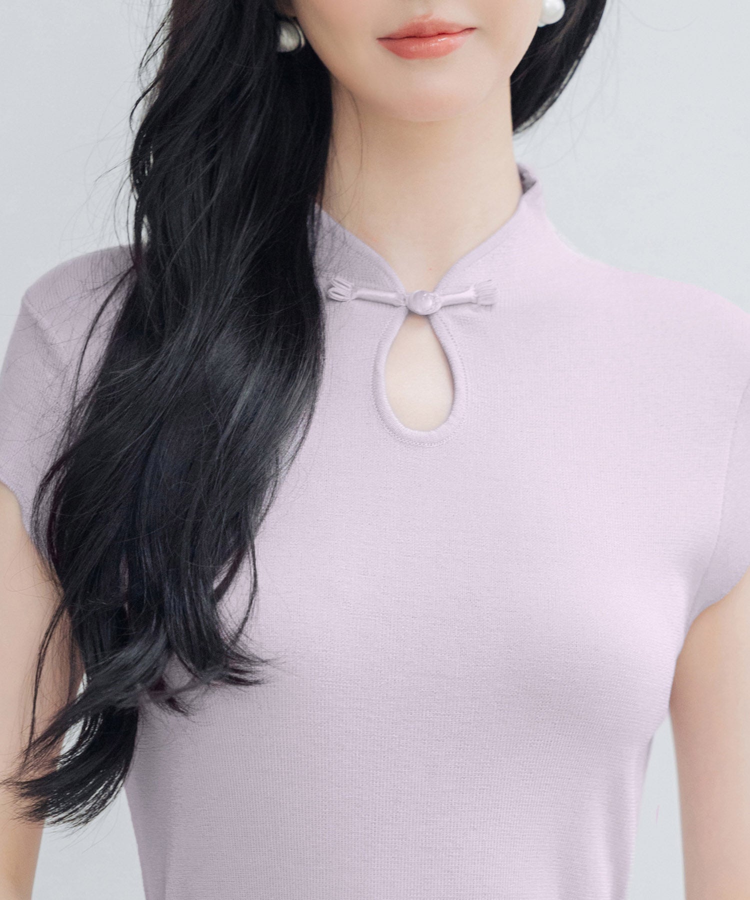 デコルテ涙開きフレンチスリーブニットsdp8005 ラベンダー