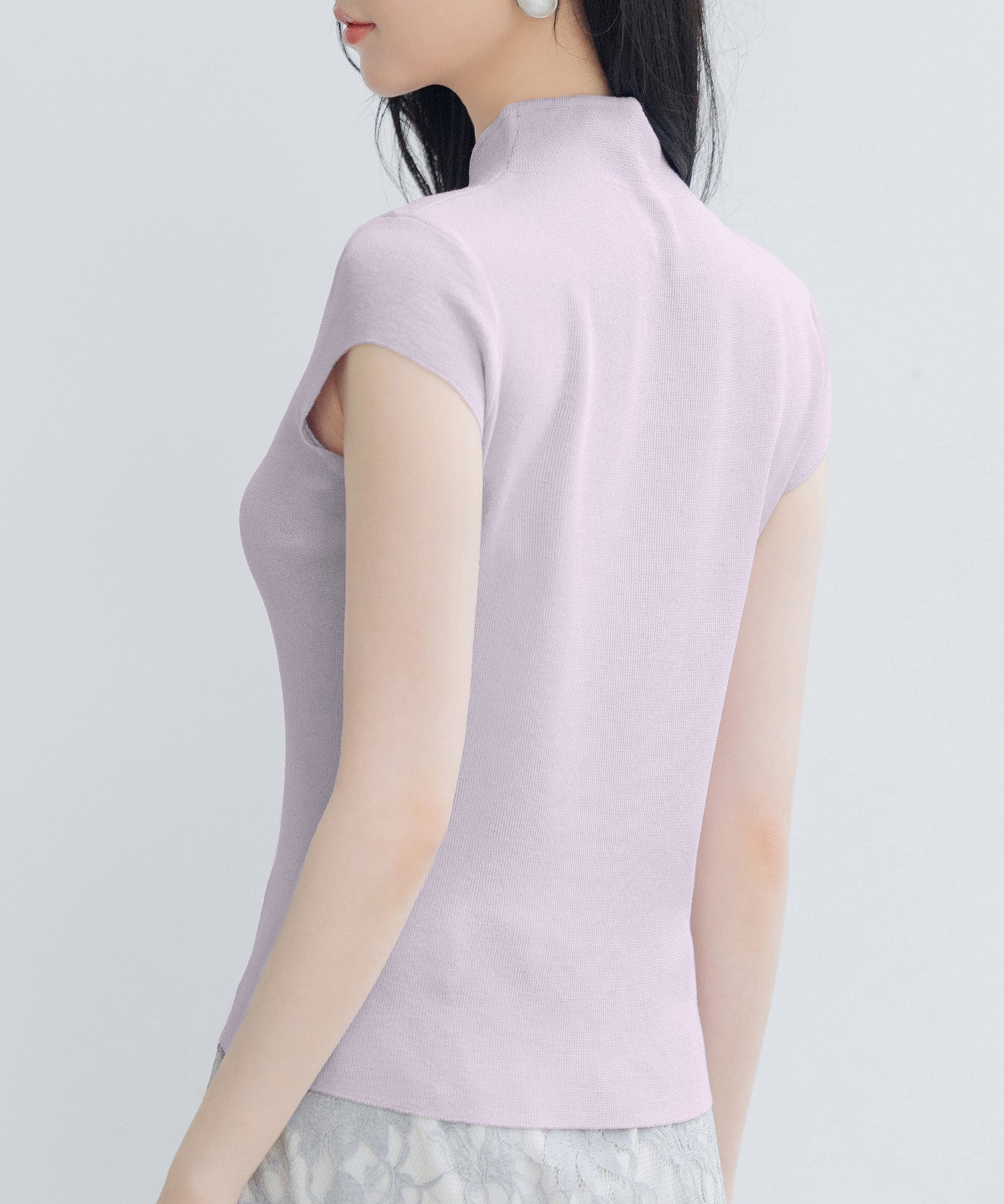 デコルテ涙開きフレンチスリーブニットsdp8005 ラベンダー