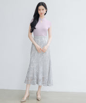 デコルテ涙開きフレンチスリーブニットsdp8005 ラベンダー