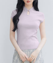 デコルテ涙開きフレンチスリーブニットsdp8005 ラベンダー