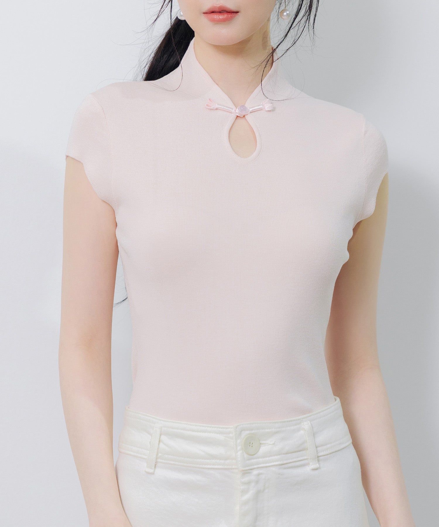 デコルテ涙開きフレンチスリーブニットsdp8005 ピンク