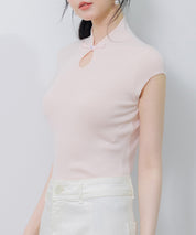 デコルテ涙開きフレンチスリーブニットsdp8005 ピンク