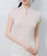 デコルテ涙開きフレンチスリーブニットsdp8005 ピンク