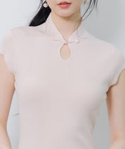 デコルテ涙開きフレンチスリーブニットsdp8005 ピンク