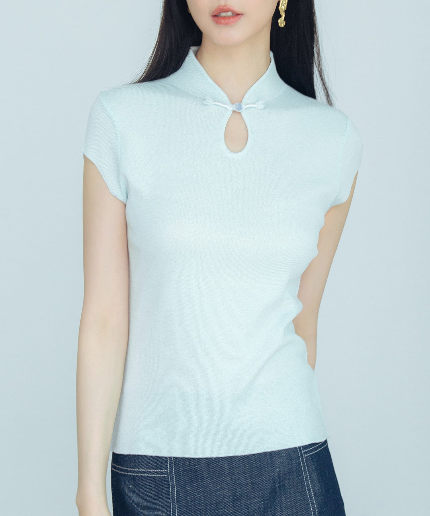 デコルテ涙開きフレンチスリーブニットsdp8005-103-34