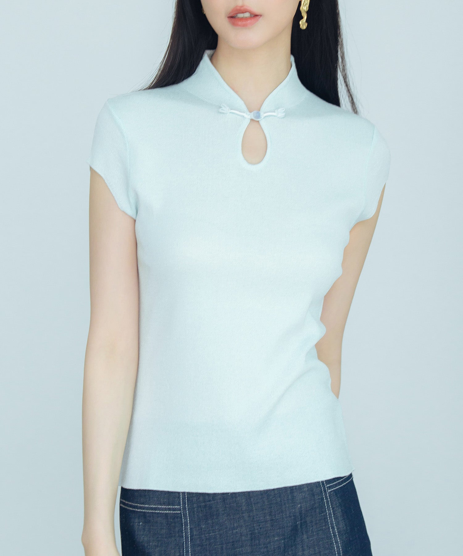 デコルテ涙開きフレンチスリーブニットsdp8005-103-34