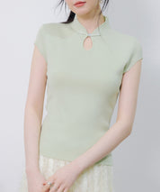 デコルテ涙開きフレンチスリーブニットsdp8005 グリーン