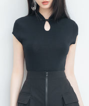 デコルテ涙開きフレンチスリーブニットsdp8005 ブラック