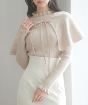 ケープカラーボレロとニット2点セットsdp8006 ベージュ