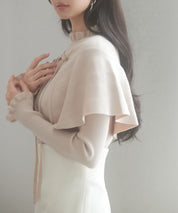 ケープカラーボレロとニット2点セットsdp8006 ベージュ