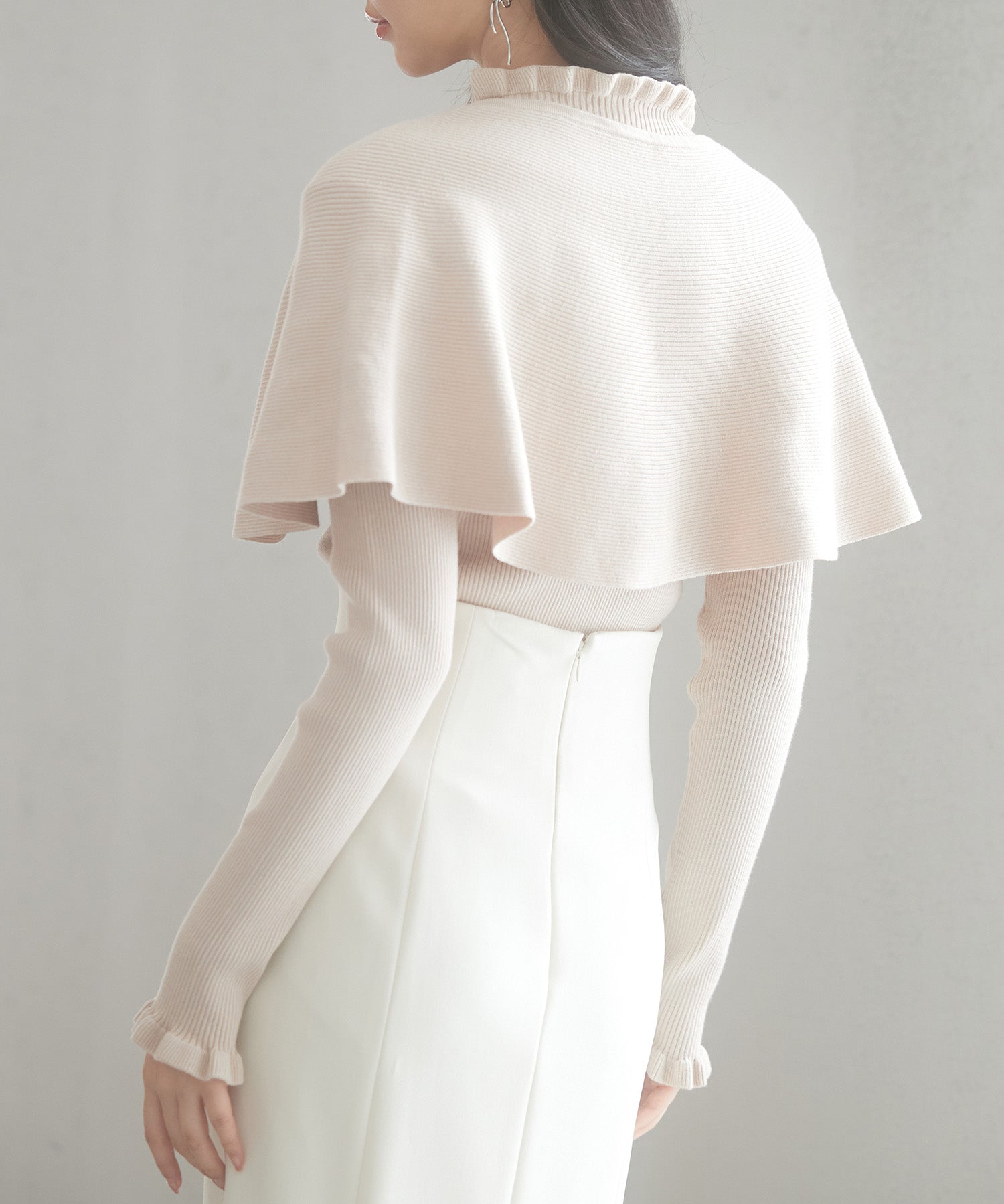 ケープカラーボレロとニット2点セットsdp8006 ベージュ