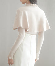 ケープカラーボレロとニット2点セットsdp8006 ベージュ