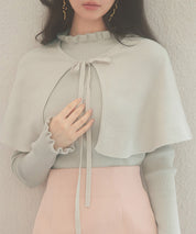 ケープカラーボレロとニット2点セットsdp8006 グレー