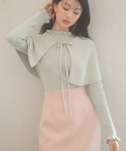 ケープカラーボレロとニット2点セットsdp8006 グレー