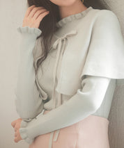 ケープカラーボレロとニット2点セットsdp8006 グレー