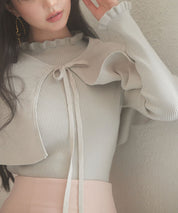 ケープカラーボレロとニット2点セットsdp8006 グレー