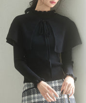 ケープカラーボレロとニット2点セットsdp8006 ブラック