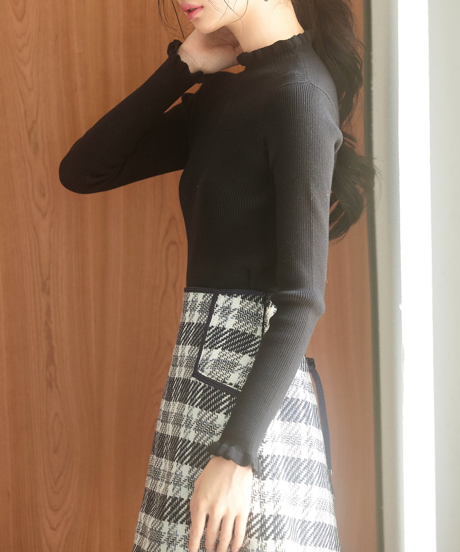 ケープカラーボレロとニット2点セットsdp8006 ブラック