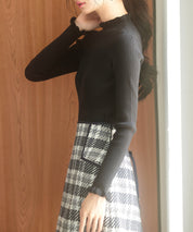 ケープカラーボレロとニット2点セットsdp8006 ブラック