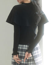 ケープカラーボレロとニット2点セットsdp8006 ブラック