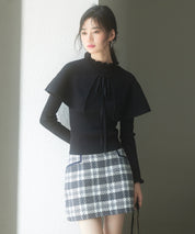 ケープカラーボレロとニット2点セットsdp8006 ブラック