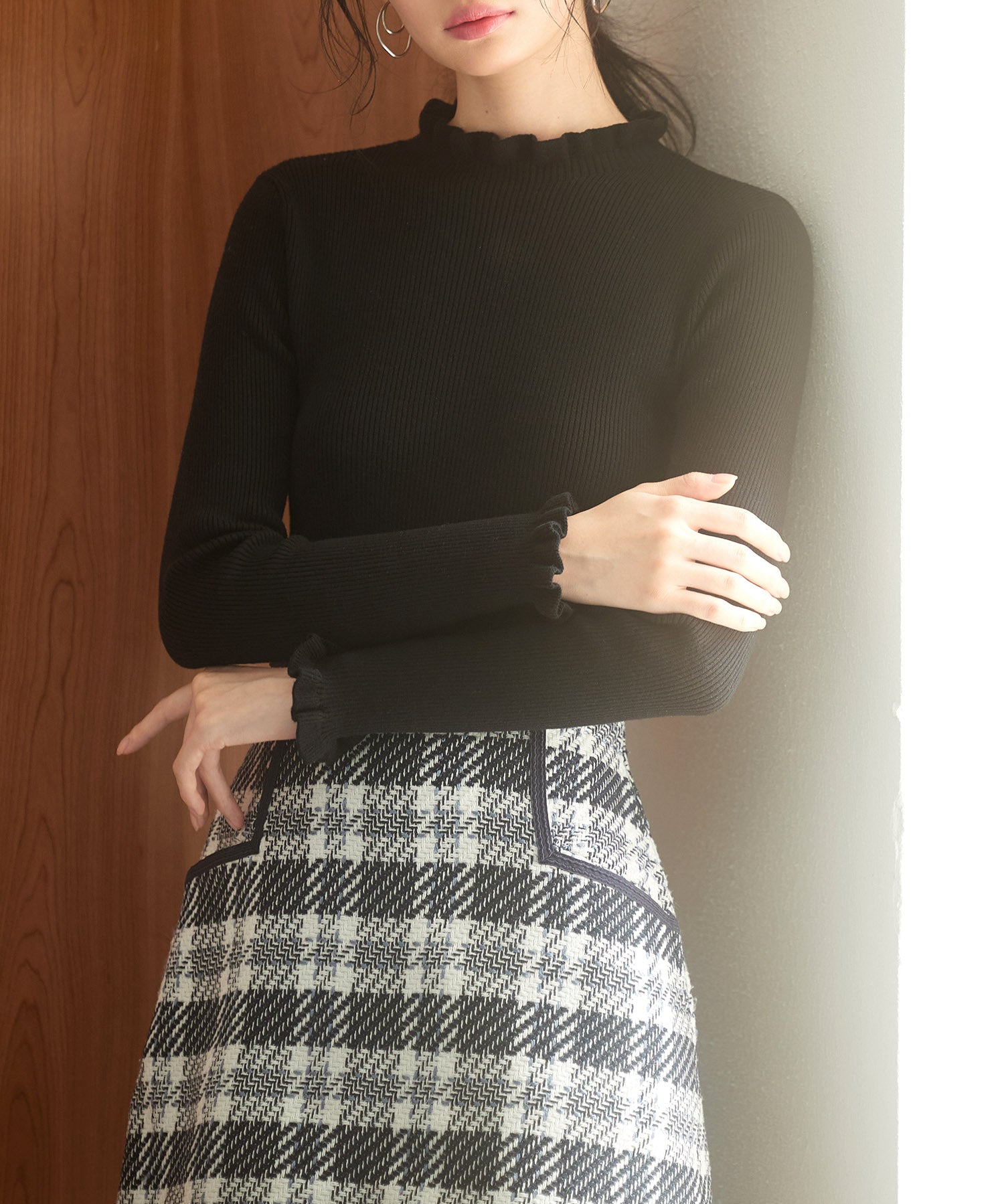 ケープカラーボレロとニット2点セットsdp8006 ブラック