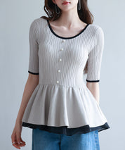 異素材レイヤードニットプルオーバーsdp8008b ベージュ